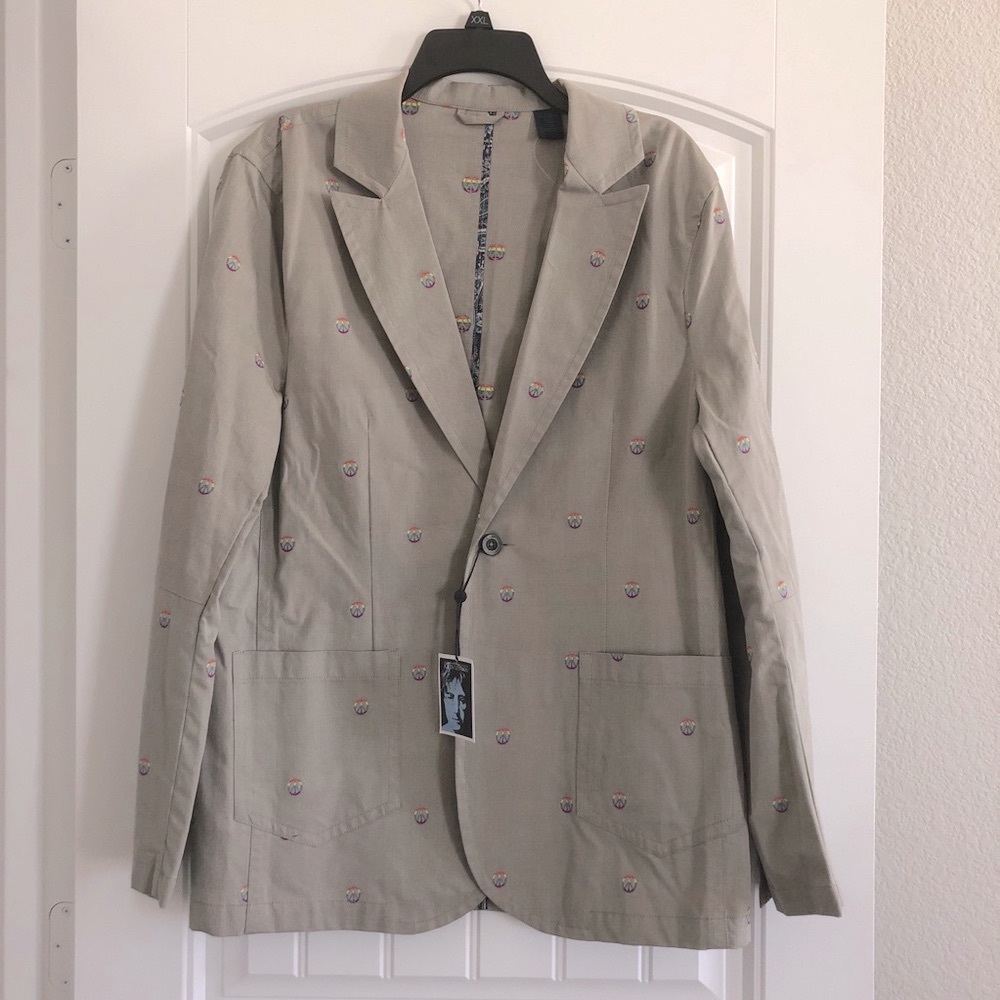 John Lennon Men’s Blazer Cotton Khaki Size XXL NWT $180.00 - Picture 6 of 13